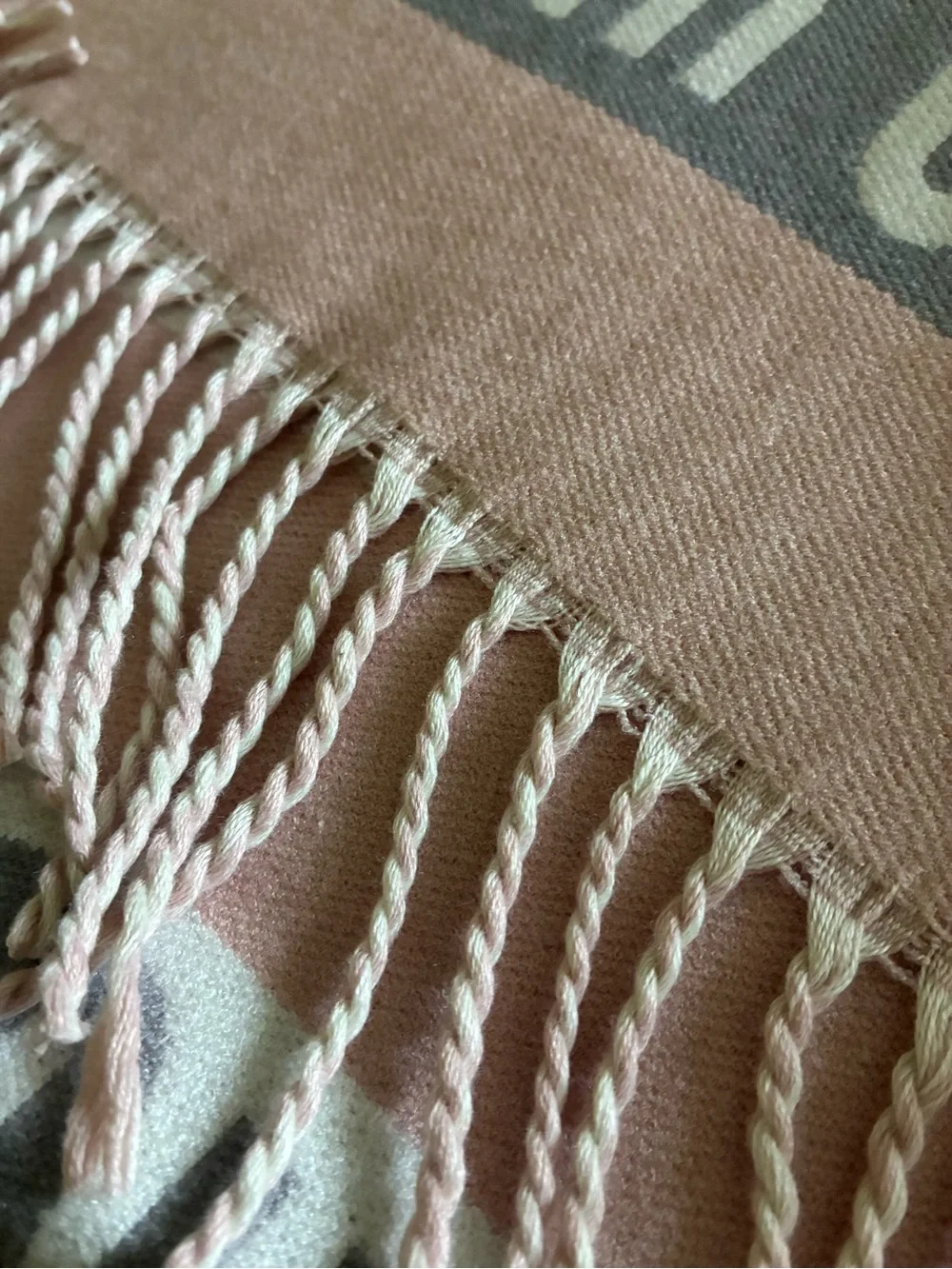 Miu Miu Blush Pink and Ivory Logo Stripe Scarf